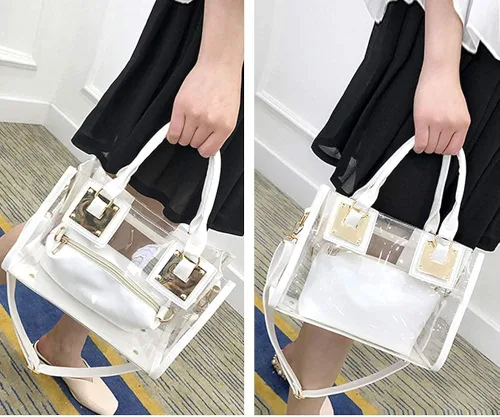 Vista 3 de Cooba Bolso transparente para mujer, 2 unidades, de jalea transparente