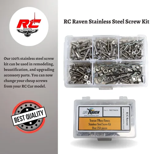 Vista 3 de Kit de tornillos RC para T-Maxx o E-Maxx con más de 250 piezas de acero inoxidable RC kit de herramientas para automóvil que incluye tornillos