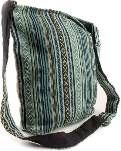 Vista 5 de Tree of Life - Bolso cruzado de lona con rayas bohemias tranquilas fabricado con cáñamo y algodón ideal para festivales playa uso diario y más