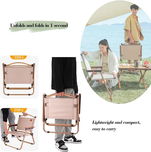 Vista 4 de Sillas plegables para campamento, silla de playa portátil para exteriores, plegables, sillas ligeras para exteriores, para picnic, césped, ocio