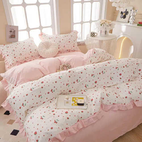Vista 31 de Funda de edredón de algodón floral tamaño individual con volantes de encaje 100% algodón para adolescentes y niñas, juego de ropa de cama de 3