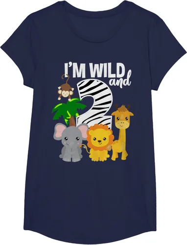Vista 28 de Camiseta de cumpleaños con temática de zoológico de I'm Wild and 2, Negro, S
