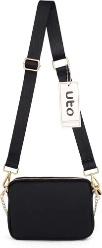 Vista 5 de UTO Pequeñas bolsas cruzadas para mujer, 3 en 1, diseño de moda, mini cangurera con correa