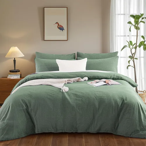 Vista 377 de NEXHOME PRO Funda de edredón Twin XL 100% algodón lavado, transpirable, duradera, texturizada, similar al lino, juego de ropa de cama para el hogar