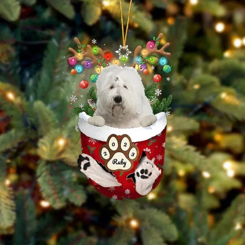 Vista 27 de Adornos personalizados de Pug cervatillo – Decoración personalizada para árbol de Navidad con patas de bolsillo de nieve