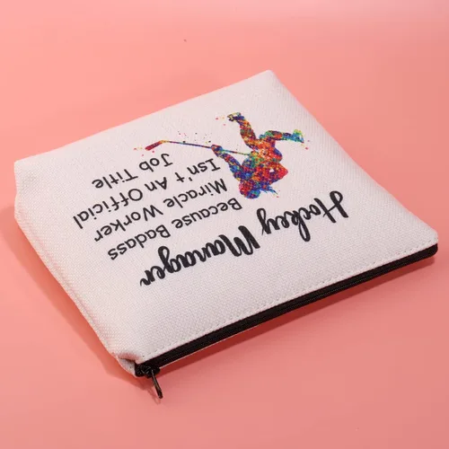 Vista 4 de JXGZSO Bolsa de maquillaje de hockey Because Badass Miracle Worker Isn't an Official Job Title Hockey Lover Hockey Player Manager Regalo