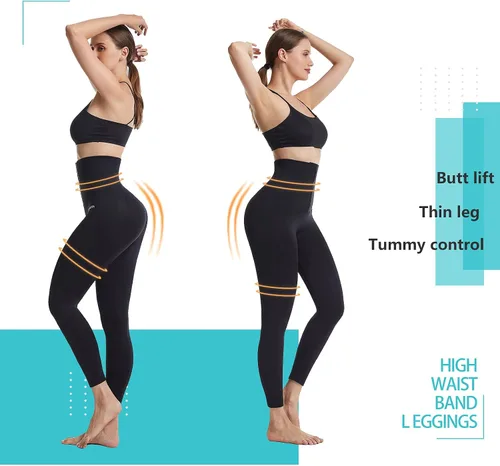 Vista 5 de OCIOVAN Pantalones de yoga de cintura alta para mujer con cinturón de corsé ajustable, leggings deportivos para entrenamiento de cintura