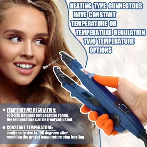 Vista 6 de Extensiones de Cabello Plancha de Fusión Extensiones de Cabello de Queratina Herramienta de Calor Varita Conectora de Calor con Protector