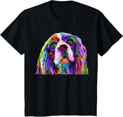 Vista 28 de Camiseta con diseño de Cocker Spaniel de arte pop para dueños de perros, Negro, S