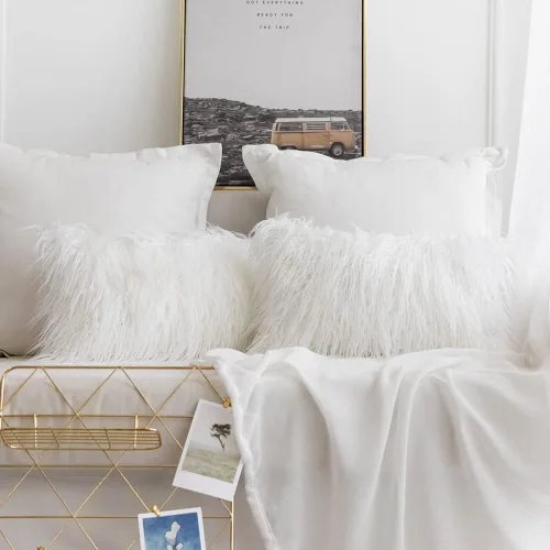 Vista 2 de MIULEE Lujosa funda decorativa de almohada de pelo sintético, serie de lujo para sofá, dormitorio, automóvil