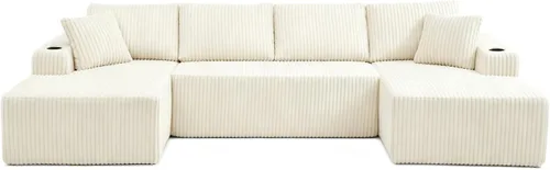 Vista 7 de Sofá cama modular de 124 pulgadas, sofá de nube sin hueso para sala de estar, sofá de 5 asientos en forma de U con 2 bolsillos de almacenamiento y 2