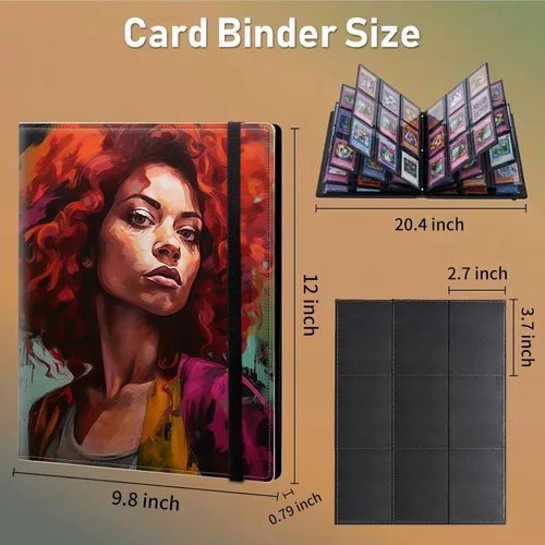 Vista 2 de Carpeta para tarjetas de intercambio, 9 bolsillos para tarjetas intercambiables, 360 bolsillos de doble cara, funda para tarjetas