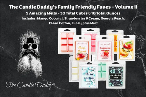 Vista 2 de The Candle Daddy Family Friendly FAVES Volumen II – Paquete de 5 unidades de cera derretida – 30 cubos en total – 10 onzas en total