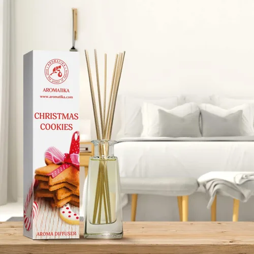 Vista 3 de Difusor de aroma de galletas navideñas de 3.4 onzas líquidas, difusor de junco, fragancia para habitación, fragancia para el hogar, ambientador