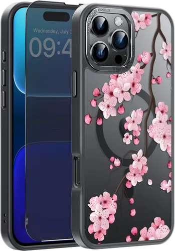 Vista 82 de Goodon para iPhone 15 Pro Max con protector de pantalla de privacidad, compatible con Magsafe, funda translúcida mate a prueba de golpes - Linda