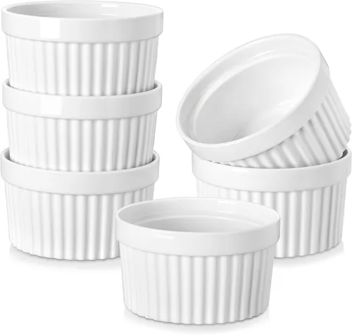 Vista 22 de MALACASA Ramequines de 119 ml aptos para horno, pequeños platos de soufflé cerámicos para crema brulée y soufflé, tazas de natillas de barro Azul