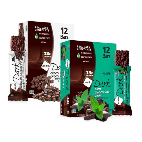 Vista 15 de NuGo Dark, caja variada de muestra, barra de proteínas veganas de 0.47-0.31 onzas, sin gluten, 12 CT