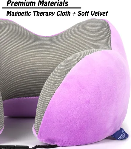 Vista 4 de Almohada de viaje, almohada cervical para dormir durante el viaje, hecha al 100 % de espuma viscoelástica pura, almohada suave, cómoda y de apoyo