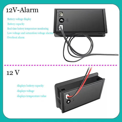 Vista 4 de Medidor de voltaje con pantalla de temperatura, medidor de voltaje (12 V)