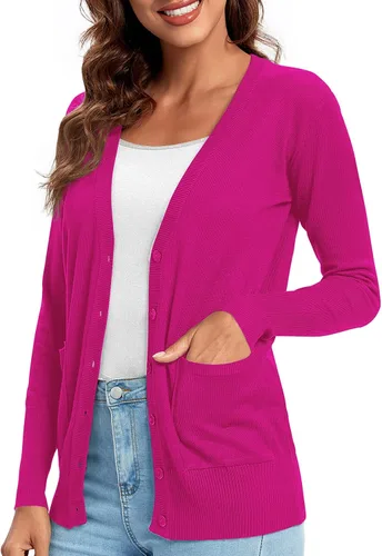 Vista 4 de Urban CoCo suéter básico de manga larga con botones para mujer