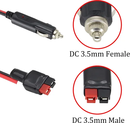 Vista 3 de Enchufe para encendedor de cigarrillos a an-der-Son con cable de extensión interno de 15 amperios 14 AWG, adaptador de cargador de batería, conector