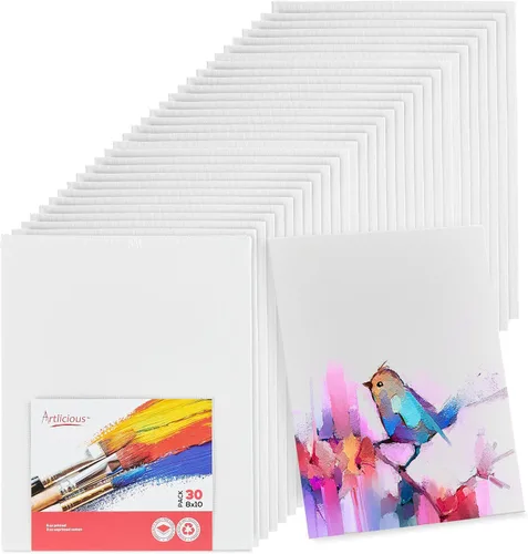 Vista 18 de Artlicious Lienzos para pintar – Paquete de 12,4 x 4 pulgadas de lienzo blanco – Paneles de arte 100% algodón para pintura al aceite, acrílico