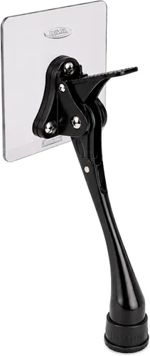 Vista 7 de HOME&I Tope de puerta abatible de 4 pulgadas con placa de montaje autoadhesiva grande, tope de puerta ajustable resistente, soporte de puerta Negro