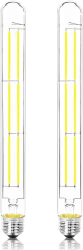Vista 27 de Bombilla LED E26 de 7.3 pulgadas, 6 W, regulable, bombillas Edison blancas suaves de 2700 K, 800 lm, igual a 80 W, tubular T10 T9, bombilla larga