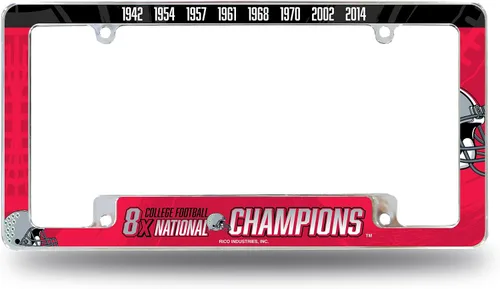Vista 15 de Rico Industries Marco cromado de la NCAA de 12 x 6 pulgadas, marco cromado para placa de automóvil, camión, SUV