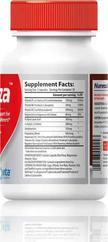 Vista 8 de Vita Sciences Suplemento de neuropatía Nurenza para la salud nerviosa y reparación rápida. Forma natural R-ALA 40x Fuerza con vitaminas