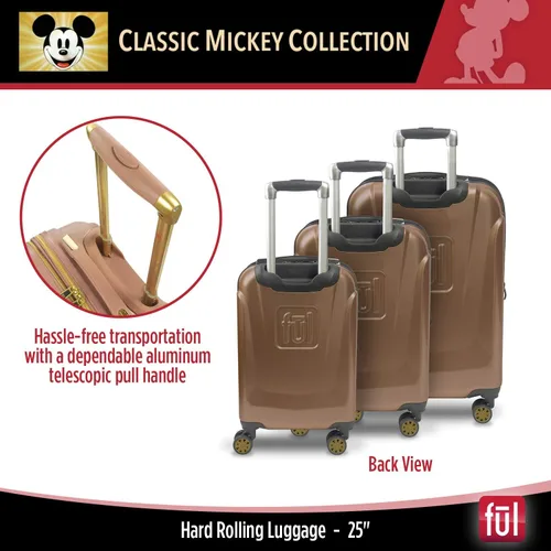 Vista 3 de FUL Disney Mickey Mouse - Maleta rígida con ruedas giratorias Oro Rosa Disney Mickey Mouse - Maleta rígida con ruedas giratorias