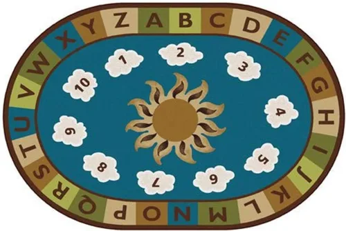 Vista 3 de Carpets for Kids 94704 Sunny Day Learn & Play - Colores de la naturaleza, 4 x 6 pies, ovalado, marrón