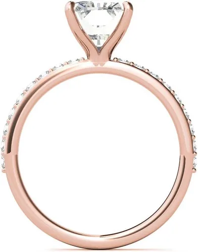 Vista 5 de Anillo de compromiso hecho a mano de oro rosa sólido de 10 quilates de 3 quilates con diamante de moissanita de corte radiante de 3 quilates, anillo