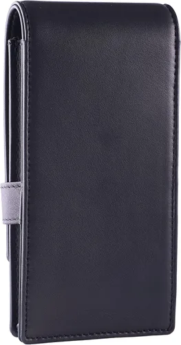Vista 4 de DiLoro Estuche de cuero para bolígrafo cuádruple, soporte para cuatro bolígrafos y lápices Nappa Negro