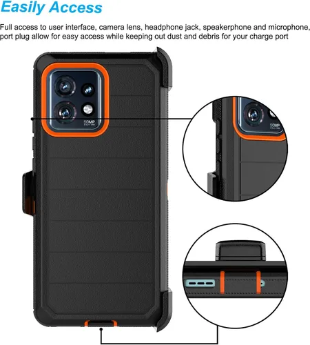 Vista 4 de Njjex - Funda para Moto Edge 2023/Edge 5G UW 2023/Edge 40 Pro con clip para cinturón Naranja
