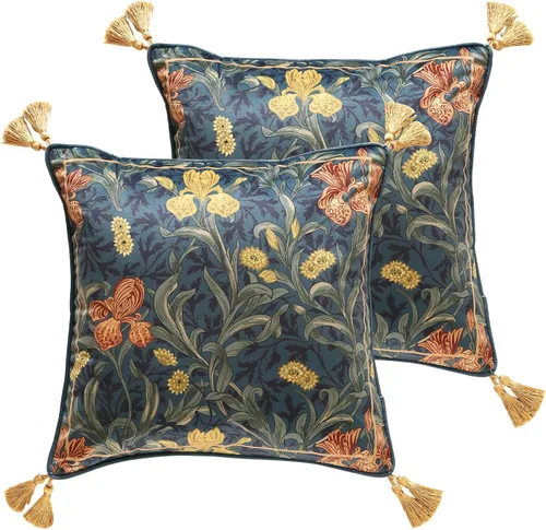 Vista 85 de patdrea Funda de almohada de terciopelo francés de diseño, 18 x 18 pulgadas Aviario