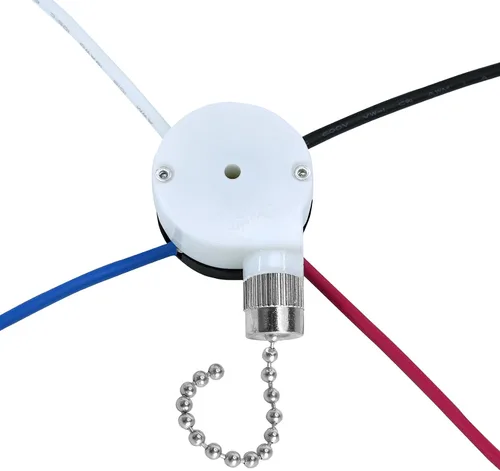 Vista 7 de Interruptor de ventilador de techo Zing Ear ZE-208S E89885 3 Speed 4 Wire Pull Chain con 4 cables preinstalados Reemplazo del interruptor