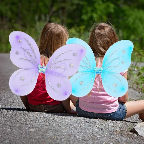 Vista 5 de 6 alas de hada para niñas, alas de mariposa para disfraces de hadas, alas de ángel, disfraces de princesa para Halloween