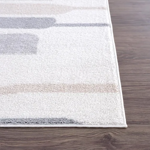 Vista 4 de Abani Rugs - Alfombra de área de línea de pintura neutra contemporánea, de 6 x 9 pies, color crema y gris, alfombra superior resistente a las manchas