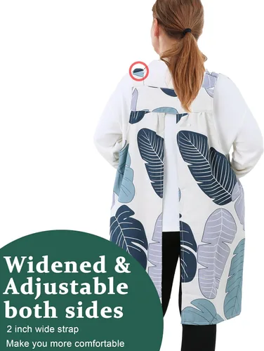 Vista 3 de Delantales sin lazos para mujer, talla grande, con bolsillos, de algodón, lino, para hornear, cocina, cocina