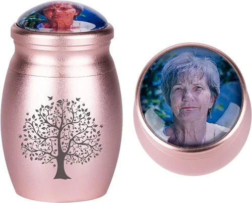 Vista 18 de Bivei Urnas pequeñas para cenizas humanas, urna personalizada de recuerdo con foto y texto para hombres y mujeres, mini urnas para adultos