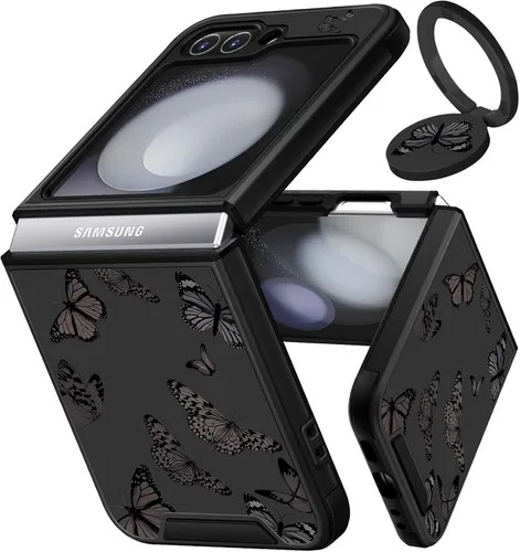 Vista 8 de Funermei para Samsung Galaxy Z Flip 4 Funda - Funda de Teléfono Bonita para Mujeres y Niñas con Mariposas Bonita Estética Femenina Diseño