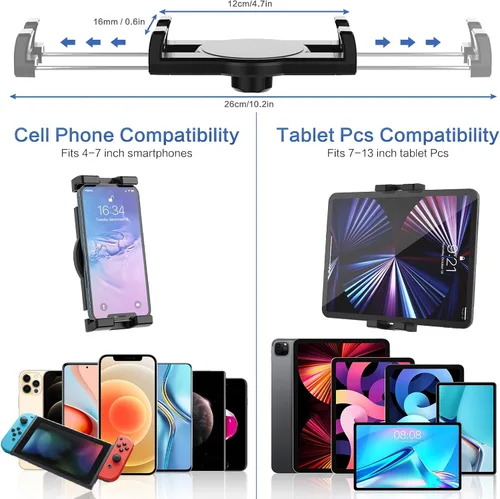Vista 7 de Soporte para tablet de salpicadero de automóvil, cuello de cisne con brazo largo flexible para dispositivos de 4 a 13 pulgadas, iPad Pro Air Mini