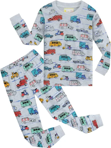 Vista 22 de Little Hand Pijamas para niños pequeños, Monster Truck 100% algodón, dinosaurio para niños, 2 piezas, ropa de dormir, conjuntos de ropa de dormir