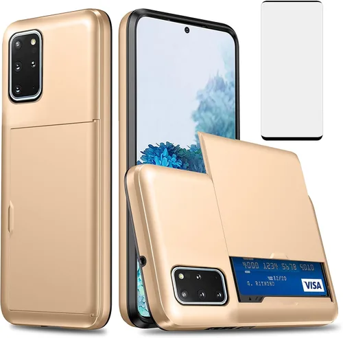 Vista 10 de Asuwish Funda para Samsung Galaxy S20 Plus/S20 Plus 5G con protector de pantalla de vidrio templado y tarjetero tipo cartera, funda rígida híbrida