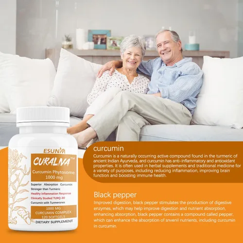 Vista 3 de ESUNM Curaliva Curcumin Phytosome 1000 mg - Suplemento dietético con complejo de curcumina de alta potencia - Apoya la salud en las articulaciones
