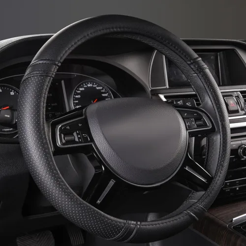 Vista 7 de Nuevo, cuero clásico automotriz volante universal cubiertas Car Pass, Beige Beige puro