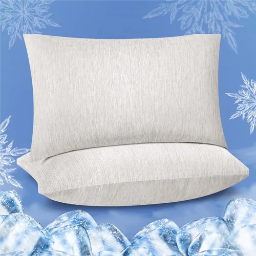Vista 11 de Fittia Fundas de almohada refrescantes para personas que duermen con calor, paquete de 2 de tamaño estándar, fundas de almohada transpirables