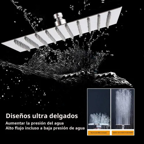 Vista 4 de Cabezal de ducha de lluvia con brazo de extensión ajustable de 11 pulgadas, cabezal de ducha cuadrado grande de acero inoxidable de alto flujo Cromo