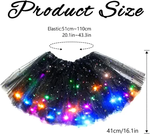 Vista 3 de REETAN Falda tutú LED iluminada, faldas en capas para Navidad, disfraz de tutú para mujeres y niñas